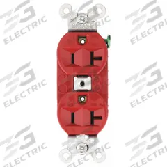 BRYANT Receptacle: Duplex, 5-20, Red, 125V AC, 20 A, 2 Pole / 3 Wire (MPN 5362BRED)