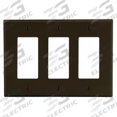 HUBBELL Wall Plate: Decorator-Rocker, 3 Gang, Brown, Std Size (MPN P263). Key specifications — Brand: HUBBELL; Material: Polycarbonate.