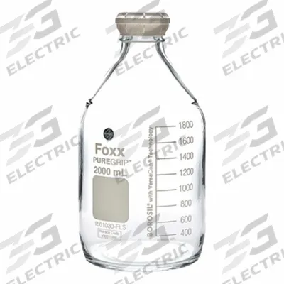 APPROVED VENDOR Narrow Mouth Round Glass Bottles - Safety Coated: 2 L, GL45, Colorless - Safety Coated Wide Mouth Round Glass Lab Bottles