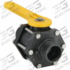 BANJO Manual Two-Way Ball Valve: 2 in, Polypropylene, Straight, MNPT x Male Camlock, Three-Piece (MPN VFMT200FP). Key specifications — Brand: BANJO; Handle: Lever.