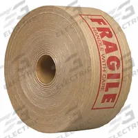TAPECASE Water-Activated Tape: 5.7 mil Tape Thick, 3 in x 450 ft, 150KPT-2, Kraft (MPN 15C805). Key specifications — Tape Series: 150KPT-2; Brand: TAPECASE; Message: Fragile Handle with Care.