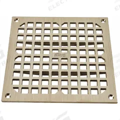 JAY R. SMITH MFG. CO Grate: Nickel Bronze, 8 in Overall Wd, 5/8 in Overall Ht, Bronze, Screw-In (MPN 3100G). Key specifications — Brand: JAY R. SMITH MFG. CO; Finish: Bronze; Color: Bronze; Material: Nickel Bronze; Connection Type: Screw-In; Grate Opening Type: Full Grate; Grate Surface Style: Square Holes; Product Type: Grate.