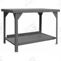 DURHAM MFG Workbench: Fixed Ht, Steel, 48 in x 30 in, 12,000 lb Overall Load Capacity, Gray (MPN HDWB-3048-95). Key specifications — Brand: DURHAM MFG.