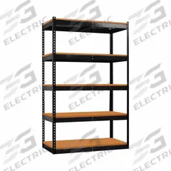 HALLOWELL Shelving Unit: Starter, Medium-Duty, 48 in x 24 in, 78 in Overall Ht, 5 Shelves, Open (MPN FKR482478-5S-W-ME). Key specifications — Finish: Powder Coated; Maximum Post Load Capacity: 3,500 lb with Beams Evenly Spaced at 42 in; Decking Material: Particleboard; Color: Black; Beam Profile: Angle; Brand: HALLOWELL; Side Panel: Open.