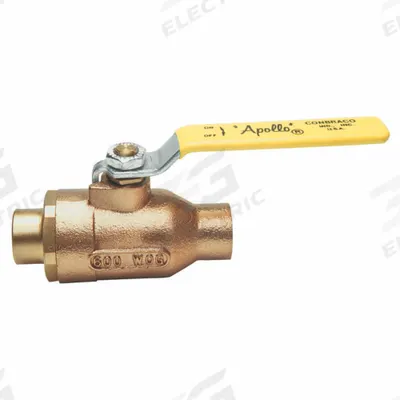 APOLLO Manual Two-Way Ball Valve: 1 in, Bronze, Straight, Sweat x Sweat - Bronze Ball Valves