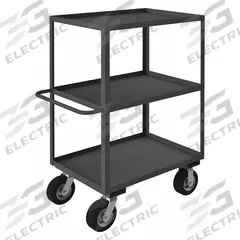APPROVED VENDOR Utility Cart: 1,200 lb, 36 in L x 24 in W Shelf, 3 Shelves, Gray, Flat (MPN RICNM-243645-3-ALU-95). Key specifications — Caster/Wheel Configuration: (2) Swivel; Brand: APPROVED VENDOR; Caster Wheel/Tread Material: Rubber.