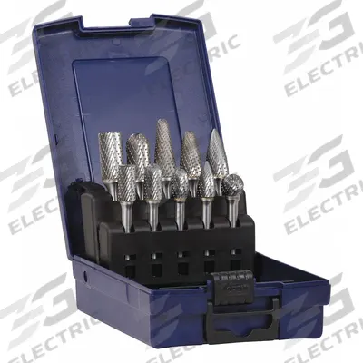 SGS PRO Carbide Bur Set: 1/4" Shank, Double Cut, 3/8" to 1/2" Head Dia - Double-Cut Carbide Bur Sets