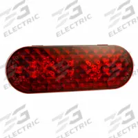 GROTE Stop/Turn/Tail Light: LED, Stop, Turn, and Tail Combo Light, Clear/Red, Oval, Male Pin, GROTE (MPN 54752). Key specifications — Standards: FMVSS 108; Electrical Connection: Male Pin; Brand: GROTE; Installation Type: Permanent; Lens Color: Red; Mount Type: Bracket; Lighting Technology: LED; Light Type: Stop, Turn, and Tail Combination Light.