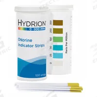 HYDRION Chlorine Test Strips: Free Chlorine, 0 to 300 ppm Free Chlorine, Strip, 600 Tests (MPN CH-300). Key specifications — Test Form: Strip; Brand: HYDRION; Parameter Measurements Included: 0 to 300 ppm Free Chlorine.