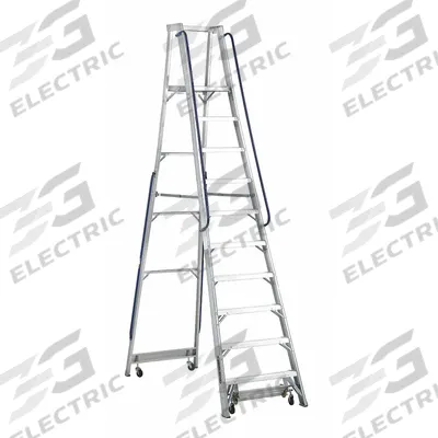 LOUISVILLE LADDER Platform Stepladder: 10 ft Ladder Size, Aluminum, 300 lb Load Capacity - Rolling Lightweight Aluminum Platform Stepladders