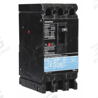 Siemens Molded Case Circuit Breaker: 80 A Amps, 10kA at 240V AC, Fixed, Load Side Lug - ED-Frame Siemens Molded Case Circuit Breakers