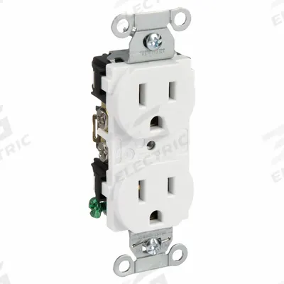 HUBBELL Receptacle: Duplex, 5-15, White, 125V AC, 15 A, 2 Pole / 3 Wire (MPN BR15WHI) - General Purpose Receptacles