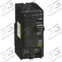SQUARE D Miniature Circuit Breaker: 125 A, 120/240V AC, Single Phase, 22kA at 120/240V AC, 2 Poles (MPN QO2125VH). Key specifications — Phase: Single; Amps: 125 A; AC Voltage Rating: 120/240V AC; Max. AIR Rating: 22kA at 120/240V AC; For Use With: QO Load Centers and NQ Panelboards; Brand: SQUARE D.