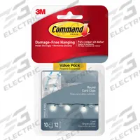 COMMAND Cord Clip: 1 Points per Hook, Clear, 1 in Overall Ht, 3/4 in Overall Wd, 1 in Base Ht, 10 PK (MPN 17017CLR-10ES). Key specifications — Brand: COMMAND; Color: Clear.