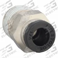 PARKER Push-Fit Fitting: 1/4 in OD x 1/4 in Pipe Size, Push-to-Connect x MNPTF, Brass, Silver (MPN W68PLP-4-4). Key specifications — Brand: PARKER.