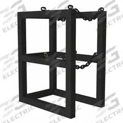 DURHAM MFG Gas Cylinder Rack: Vertical, 16 in x 24 in x 30 in, For 2 Cylinders (MPN GCRV-162430-08T). Key specifications — attr34863: DURHAM MFG; attr34955: Powder Coated; attr34956: Black.