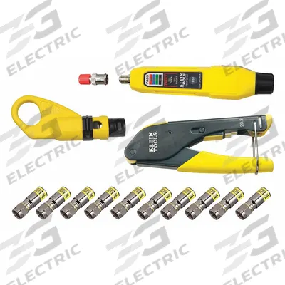 KLEIN TOOLS Crimper and Connector Kit: For BNC, R6Q/RG6 - Data Cable Connector Crimping Kits