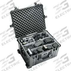 PELICAN Protective Case: 16 3/8 in x 21 1/2 in x 12 1/2 in Inside, Dividers, Black, Mobile, 21 lb Wt (MPN 1624). Key specifications — Closure Type: Double Throw; Brand: PELICAN; Carry-On Size: No.