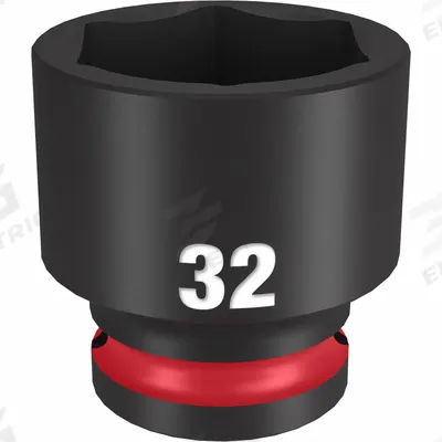 MILWAUKEE Standard Impact Socket: 1/2 in Drive Size, Metric, 32 mm Socket Size, 6-Point - 1/2" Drive Impact Sockets