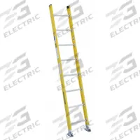 WERNER Straight Ladder: 8 ft Ladder Size, Fiberglass, 375 lb Load Capacity, 20 lb Wt, 8 Rungs (MPN 7108-1). Key specifications — Color: Yellow; Brand: WERNER; Included Features: Mar-Resistant End Caps; Shoe Type: Slip-Resistant.