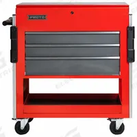 PROTO Tool Utility Cart: Gray / Red Drawer/Red / Red Drawer, 37 in Wd, 20 in Dp, 43 in Ht, Hinge (MPN JUC3743-3SG). Key specifications — attr1136653: Power Strip; attr1116772: PROTO; attr1116768: Padlock.