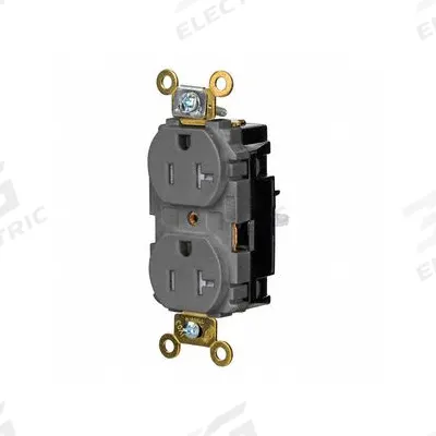 HUBBELL Receptacle: Duplex, 5-20, Gray, 125V AC, 20 A, 2 Pole / 3 Wire (MPN HBL5362STGYTR) - General Purpose Receptacles