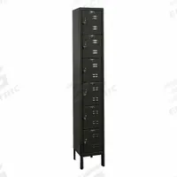 HALLOWELL Locker: 12 in x 15 in x 78 in, 6 Tiers, 1 Units Wide, Louvered, Padlock, Black, Black (MPN U1258-6ME). Key specifications — Locker Color: Black; Door Type: Louvered; Includes Number Plates: Yes; ADA Compliant: No; Lock Type: Padlock; Brand: HALLOWELL; Assembled: Unassembled; Color Family: Black.