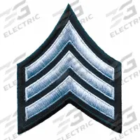 HEROS PRIDE Embroidered Patch: SGT, 3 in, Black/Gray, Polyester/Rayon, Rank Insignia, 1 PR (MPN 5415S). Key specifications — attr188498: 3 in; attr188499: Gray; attr188500: Rayon; attr188503: SGT; attr193746: HEROS PRIDE.