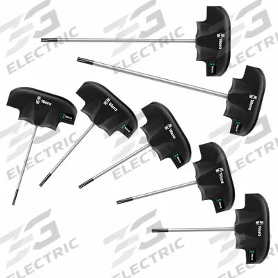 WERA Torx Key Set: Short, 9 Pieces, T10/T15/T20/T25/T30/T40/T45 Tip Size, Std End - T-Shaped Dual-Tip Torx Key Sets