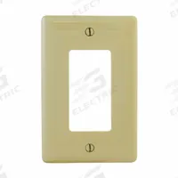 HUBBELL Wall Plate: Decorator-Rocker, 1 Gang, Ivory, Jumbo Size (MPN NPJJ26I). Key specifications — Brand: HUBBELL; Material: Nylon.