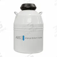 AMERICAN BIOTECH SUPPLY Cryogenic Canister: 33 L Capacity, 18 1/4 in Overall Dia, 26 in Overall Ht (MPN ABS ET 33). Key specifications — Brand: AMERICAN BIOTECH SUPPLY; Material: Aluminum; Includes: LN2 Measuring Ruler.