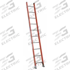 WERNER Straight Ladder: 10 ft Ladder Size, Fiberglass, 300 lb Load Capacity, 23 lb Wt, 10 Rungs (MPN D6210-1). Key specifications — Color: Orange; Brand: WERNER; Included Features: Mar-Resistant End Caps; Shoe Type: Slip-Resistant.