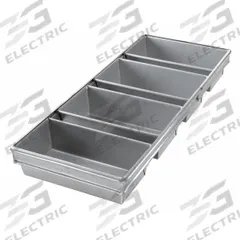CHICAGO METALLIC Bread Pan: Aluminized Steel, 4 Slots, 10 3/4 in Overall Wd, 3 in Overall Dp, Silver (MPN 49415). Key specifications — Pan Style: Open Top Bread Pan; Brand: CHICAGO METALLIC; Color: Silver; Material: Aluminized Steel; NSF Certified: No; Number of Slots: 4.