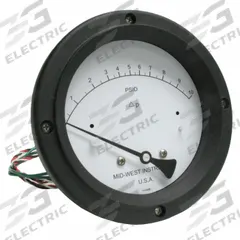 MIDWEST INSTRUMENT Differential Pressure Gauge & Switch: Back, 1/4 in NPT Female, 120, 4 1/2 in Dial (MPN 120SC-00-O-AA-10P). Key specifications — Sensor Type: Piston; Series: 120; Housing Material: 316 Stainless Steel; Certificate of Calibration: Not Included; Gauge Accuracy: ±3-2-3%.