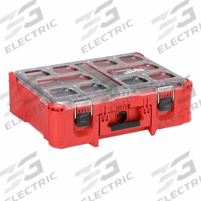 MILWAUKEE PACKOUT Deep Organizer: 19 11/16 in W x 15 3/16 in D x 7 in H, Polymer, Red - PACKOUT Tool Organizer Boxes