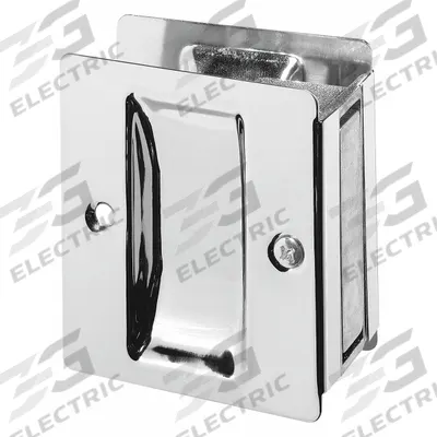 ROCKWOOD Tray Pull: Unthreaded Holes, Brass, Silver, Tray/Lever - Pocket Door Pull Handle