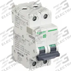 SCHNEIDER IEC Supplementary Protector: 63 A Amps, 500V DC, 5kA at 250V DC, Screw Clamp, C60H-DC, D (MPN M9U31263). Key specifications — Terminal Connection: Screw Clamp; AC Voltage Rating: Not Rated; Curve Type: D; DC Voltage Rating: 500V DC; Max. AIR Rating: 5kA at 250V DC; Series: C60H-DC; Brand: SCHNEIDER.
