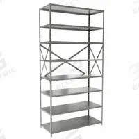 HALLOWELL Metal Shelving: Standalone, Medium-Duty, 48 in x 18 in, 84 in Overall Ht, 8 Shelves (MPN F4713-18HG). Key specifications — Frame Material: Steel; Shelving Material: Steel; Assembled: Unassembled; Color: Gray; Brand: HALLOWELL.
