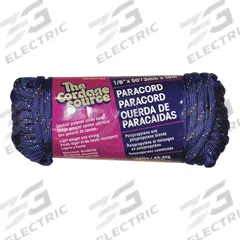 APPROVED VENDOR General Purpose Utility Rope: Braid, 1/8 in Dia, 20 lb Working Load Limit, Black (MPN 267SD1-WA). Key specifications — Brand: APPROVED VENDOR; Rope Type: Dynamic; Third Color: Orange.
