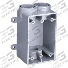 CANTEX Electrical Box: PVC, Rectangular, 1 Gangs, 3/4 in Hub Size, 20 cu in Capacity, Gray (MPN 5133545). Key specifications — Color: Gray; Brand: CANTEX.