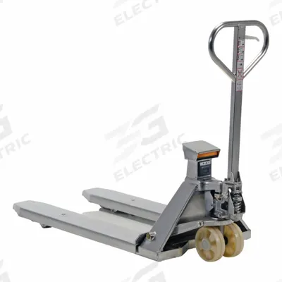 VESTIL Platform Truck Scale: 5,000 lb, 46 in L x 28 in W Fork Dim, 28 in, Low Profile Fork - Digital Scale Pallet Trucks
