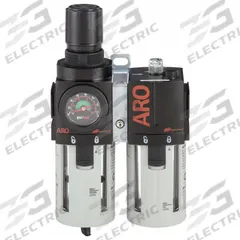 ARO Filter/Regulator/Lubricator: 3/8 in NPT, 96 cfm, 150 psi Max Op Pressure, 5 micron, 2000 Series (MPN C38331-600). Key specifications — attr109588: 2000; attr109524: ARO.