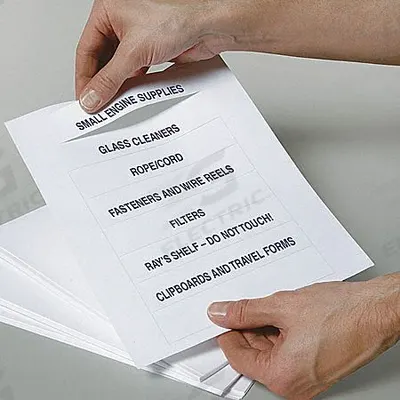 HOL-DEX Label Insert Sheets: 6 in x 1 1/4 in, White, 50 Sheets, 0.012 mm Paper Thick - Label Holder Insert Sheets