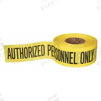 APPROVED VENDOR Barricade Tape: 500 ft Lg, 3 in Wd, Restricted Area Authorized Personnel Only Legend (MPN B354Y1028-200). Key specifications — Tape Message: Restricted Area Authorized Personnel Only; Message Color: Black; Brand: APPROVED VENDOR.