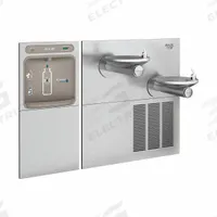 ELKAY Bi-Level Drinking Fountain with Bottle Filler: In-Wall, 8 gph @ 50°F, Stainless Steel, Gray (MPN LZWS-SFGRN28K). Key specifications — Brand: ELKAY; Housing Material: Stainless Steel; Filter Access: Bottom Panel Access; Housing Finish: Stainless; Chilling Capacity: 8 gph @ 50°F; Housing Color: Gray.