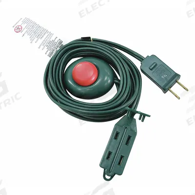 APPROVED VENDOR Foot Switch Extension Cord: Indoor Use, 12 ft Lg, 3 Outlets, 1-15P, 18/2 - Indoor Extension Cords with Multiple Outlets
