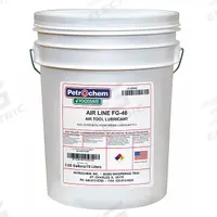 PETROCHEM Air Tool Oil: Synthetic, -63°F Min. Op Temp., 485°F Max. Op Temp., NSF H1, Food Grade (MPN FOODSAFE AIRLINE TOOL FG-46-005). Key specifications — attr1321222: Synthetic; attr1321226: 15W; attr1321227: 135; attr1321244: PETROCHEM; attr1321245: Pail.