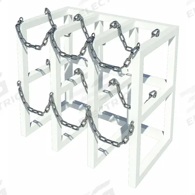 INSTOCK Free Standing Cylinder Restraints: Steel, Petal White, 9 Compartments - Lab Storage Racks
