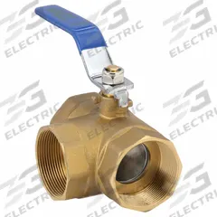 APPROVED VENDOR Manual Three-Way Ball Valve: 2 in, Brass, L Flow, FNPT x FNPT x FNPT, Two-Piece (MPN 1PZA6). Key specifications — Brand: APPROVED VENDOR; Handle: Lever.