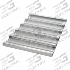 CHICAGO METALLIC Baguette/French Bread Pan: Aluminum, 5 Slots, 17 3/4 in Overall Wd, 1 in Overall Dp (MPN 45515). Key specifications — Pan Style: Baguette/French Bread Pan; Brand: CHICAGO METALLIC; Color: Silver; Material: Aluminum; NSF Certified: No; Number of Slots: 5.